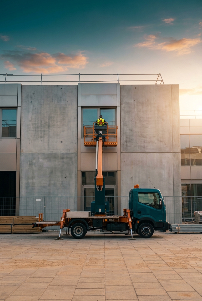 Piattaforma autocarrata in cantiere urbano